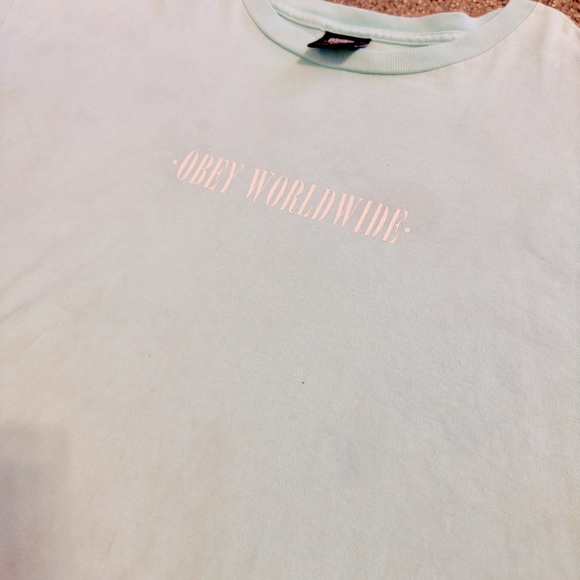 OBEY Worldwide Baby Blue Logo Cotton Short Sleeve Tee T-shirt Men’s Unisex Shirt - Picture 8 of 8